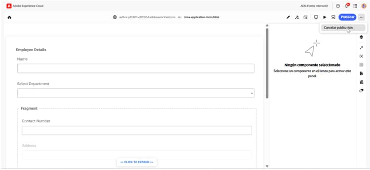 Cancelar publicación del formulario
