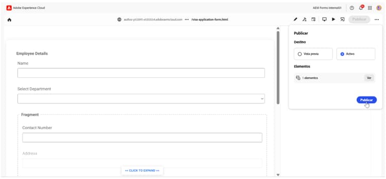 Publicación al hacer clic