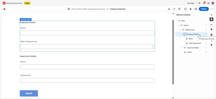Navegar hasta la sección