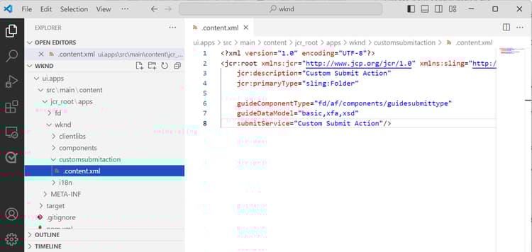 Crear archivo de configuración de acción de envío personalizado