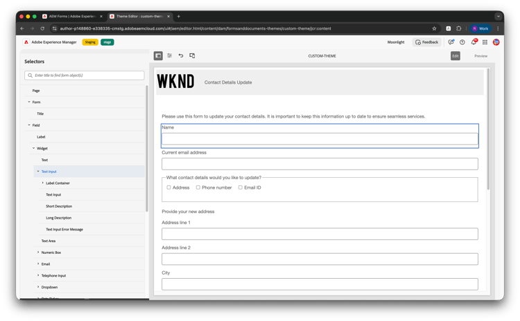 Editar tema desde el panel Selector