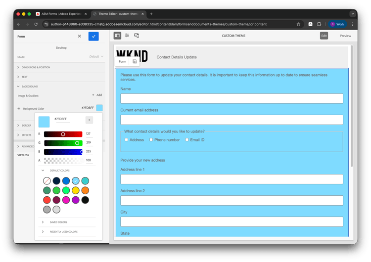 Estilo de nivel de formulario
