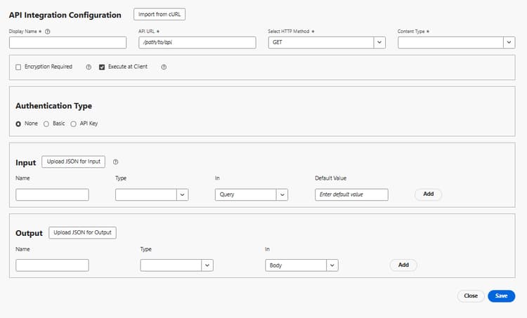 Configuración de integración de API