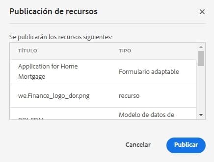 Un cuadro de diálogo de confirmación con todos los recursos y activos relacionados