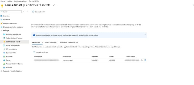 Certificados y secretos de registro de aplicaciones de Azure