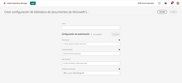 Configuración de SharePoint