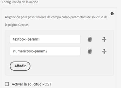 Configurar la acción de envío del punto final de REST.