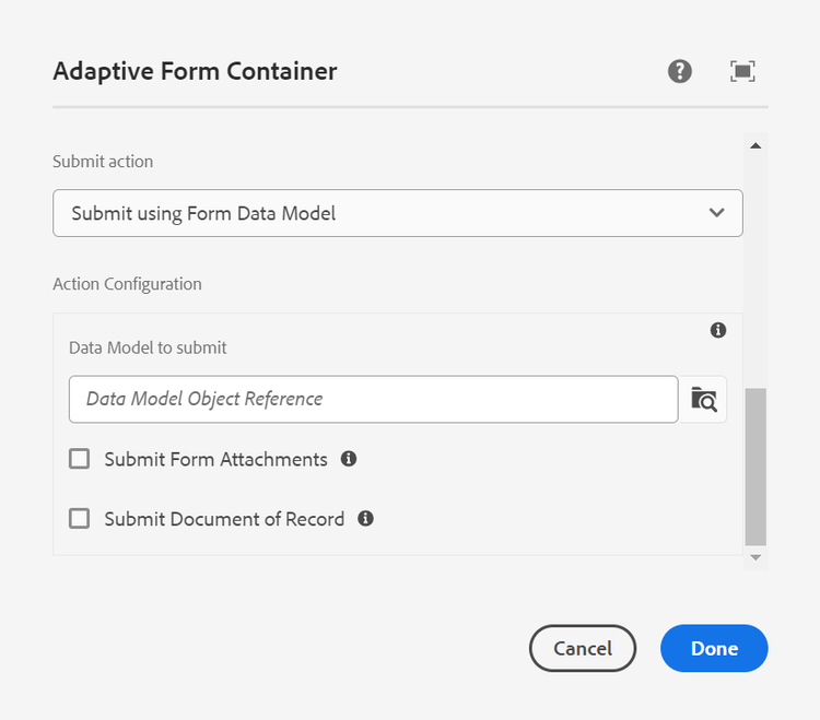 Configuración de la acción