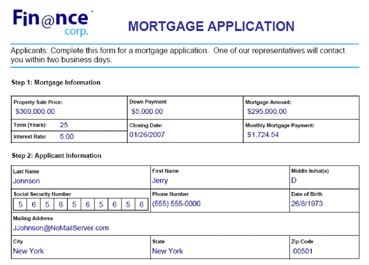 Formulario de solicitud de préstamo