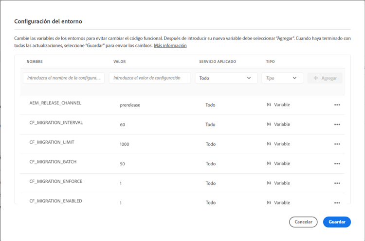 Configuración del entorno de Cloud Manager