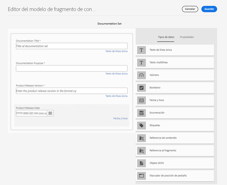 Modelo de fragmento de contenido