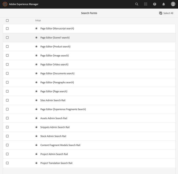 configurar información general de formularios de búsqueda