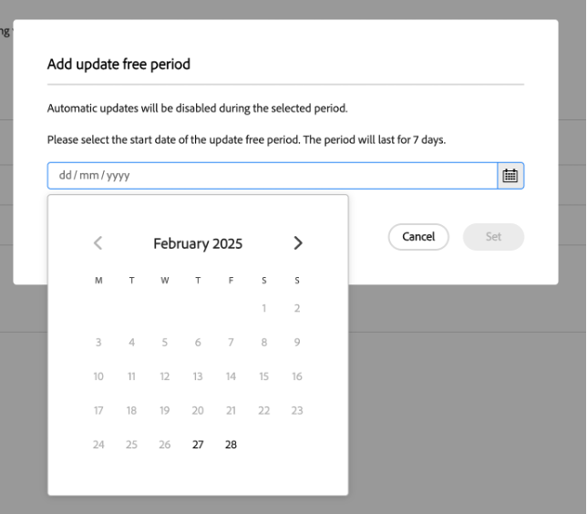 Actualizar configuración de periodos libres