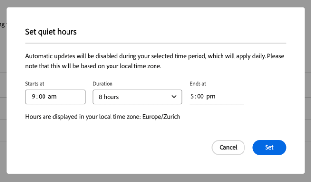 Configuración de horas silenciosas