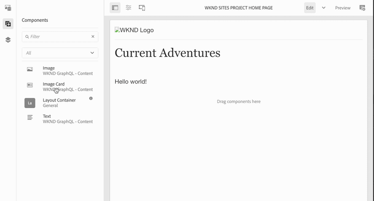 Tarjeta compuesta en el editor