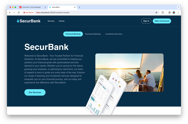Aplicación SecurBank en el explorador