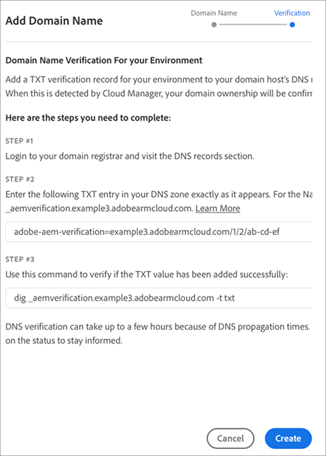 Verificación del nombre del dominio