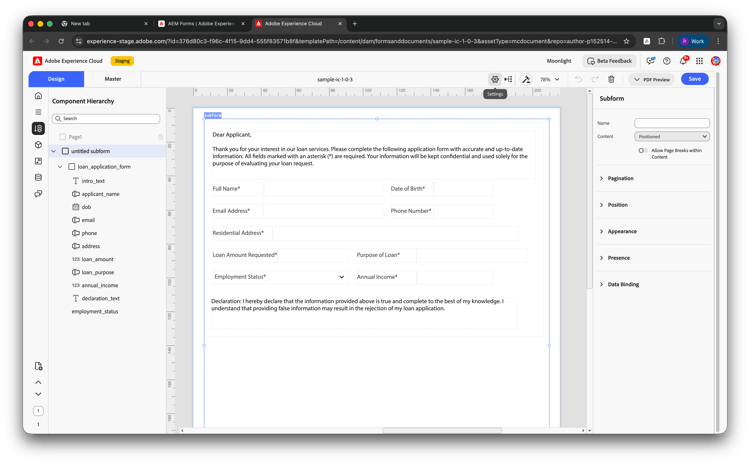 Configuración de comunicación interactiva - Asociar propiedades con habilitar la edición de vista asociada