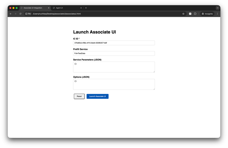 IU de muestra de HTML