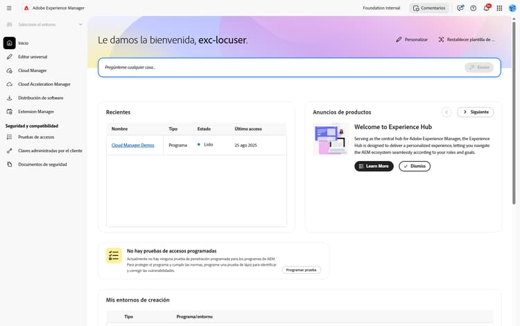 Cloud Manager en consola