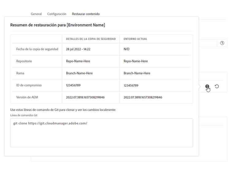 Información de copia de seguridad