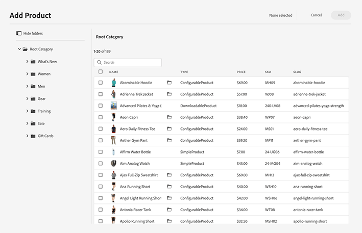 Selector de nuevos productos