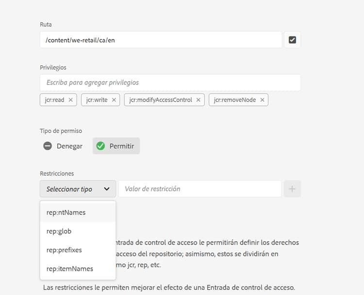Añadir restricciones