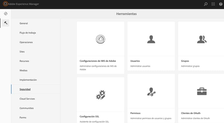 IU de administración de permisos