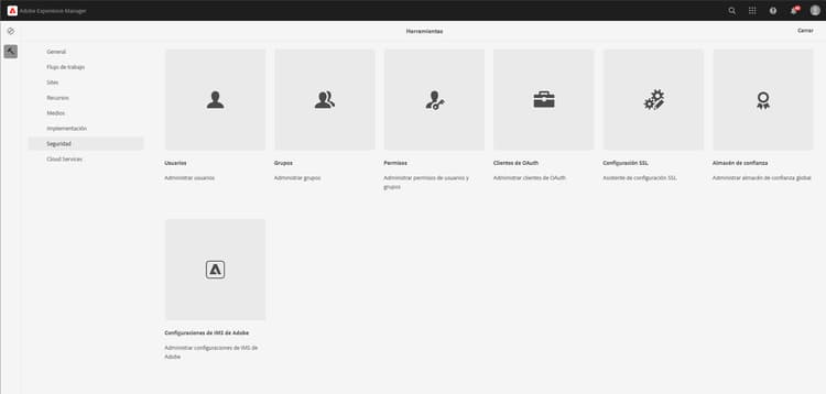 Tarjeta Permisos de la IU táctil