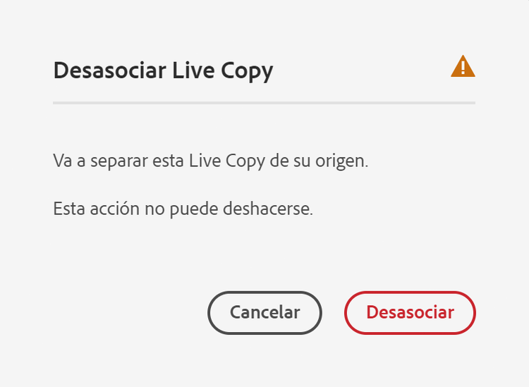 Desasociar una Live Copy