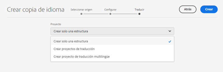 Paso de traducción del asistente