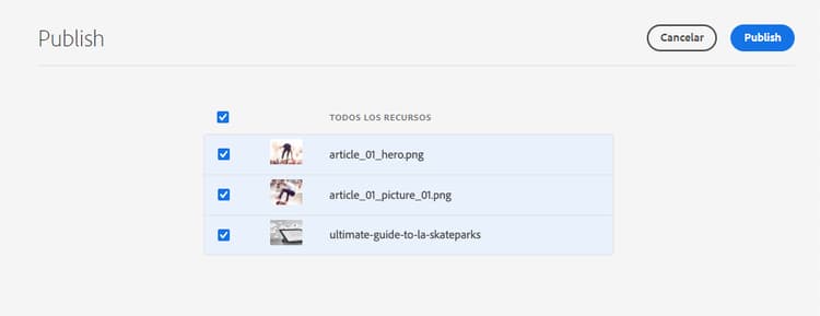 Publicación de referencias con la página