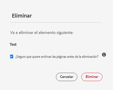 Cuadro de diálogo Eliminar