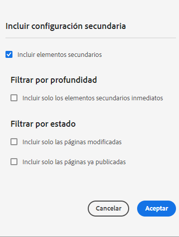 Inclusión de tareas secundarias para la publicación de árboles