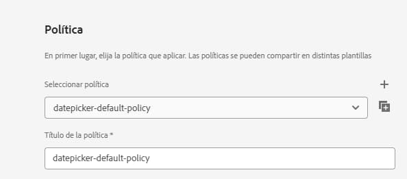 Política de plantilla del selector de fecha