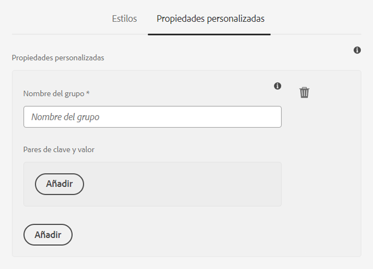 Cuadro de diálogo Propiedades personalizadas