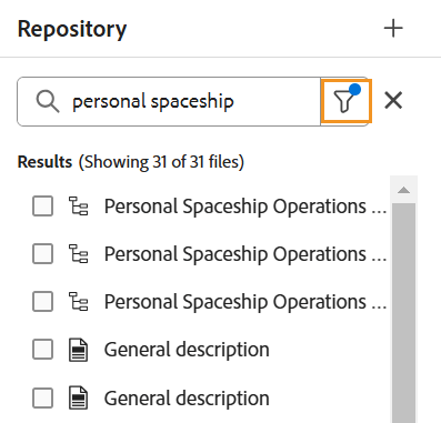 búsqueda de archivos en la vista del repositorio