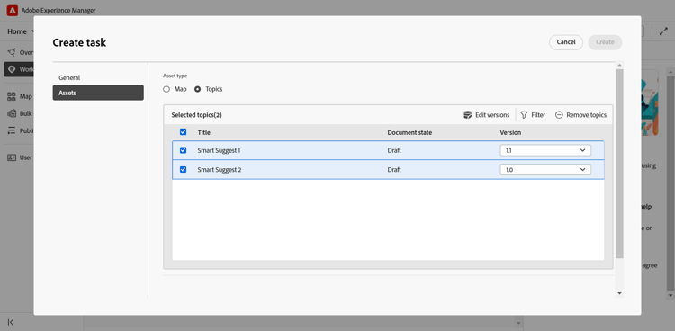 Agregando asignaciones a una tarea de revisión