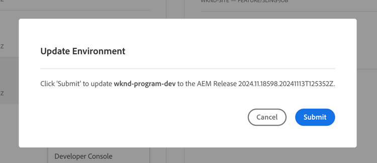 Seleccione la última versión de AEM