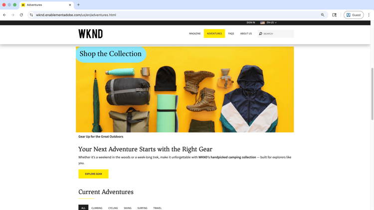 Aventuras - Acampar Gear Collection Hero