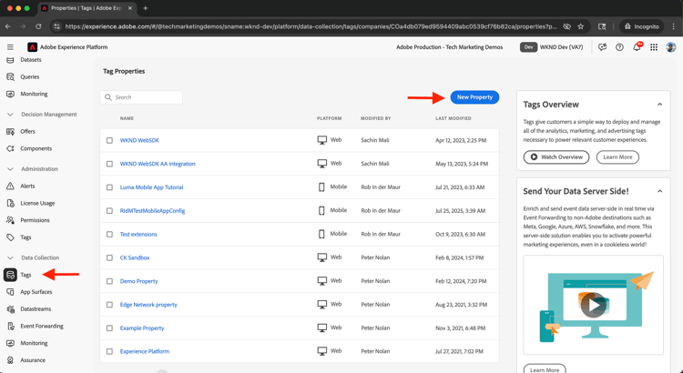 Crear nueva propiedad de etiquetas