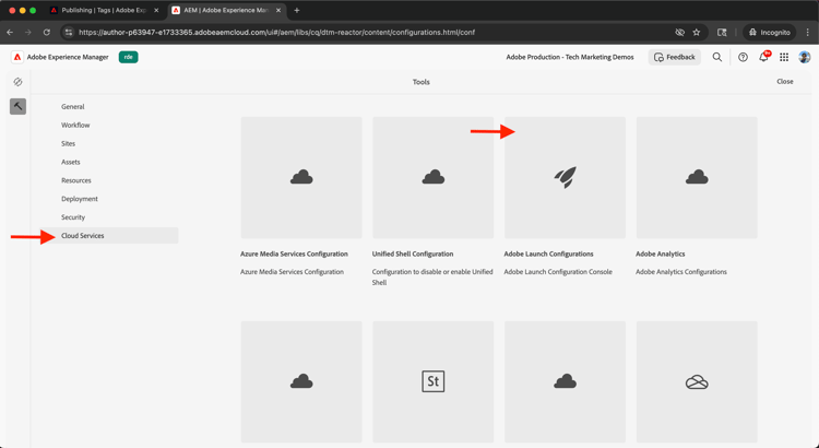 Configuraciones de Adobe Launch