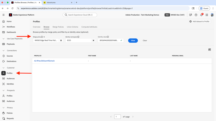 Lista de perfiles enlazados