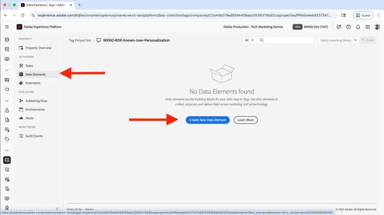 Crear nuevo elemento de datos