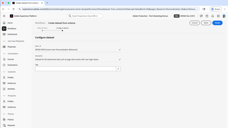 Configurar conjunto de datos