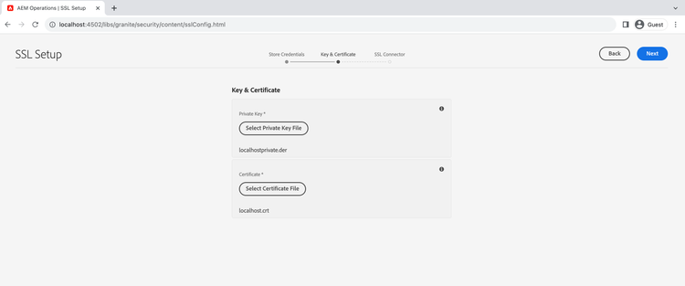 Configuración SSL - Clave privada y certificado