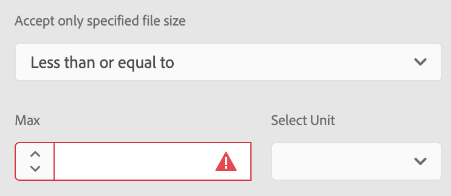 Aceptar solo el tamaño de archivo especificado