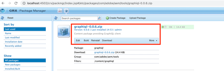 Instalación del paquete de GraphiQL