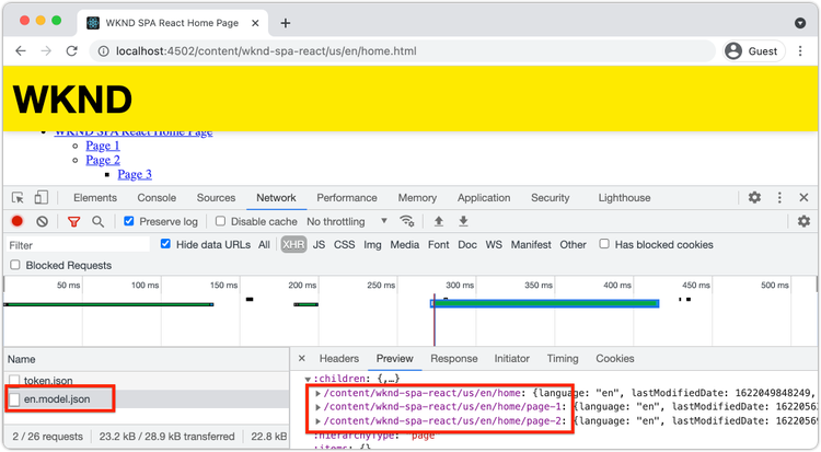 Solicitud JSON inicial - Raíz de