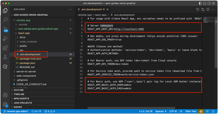 Variables de entorno de remoto